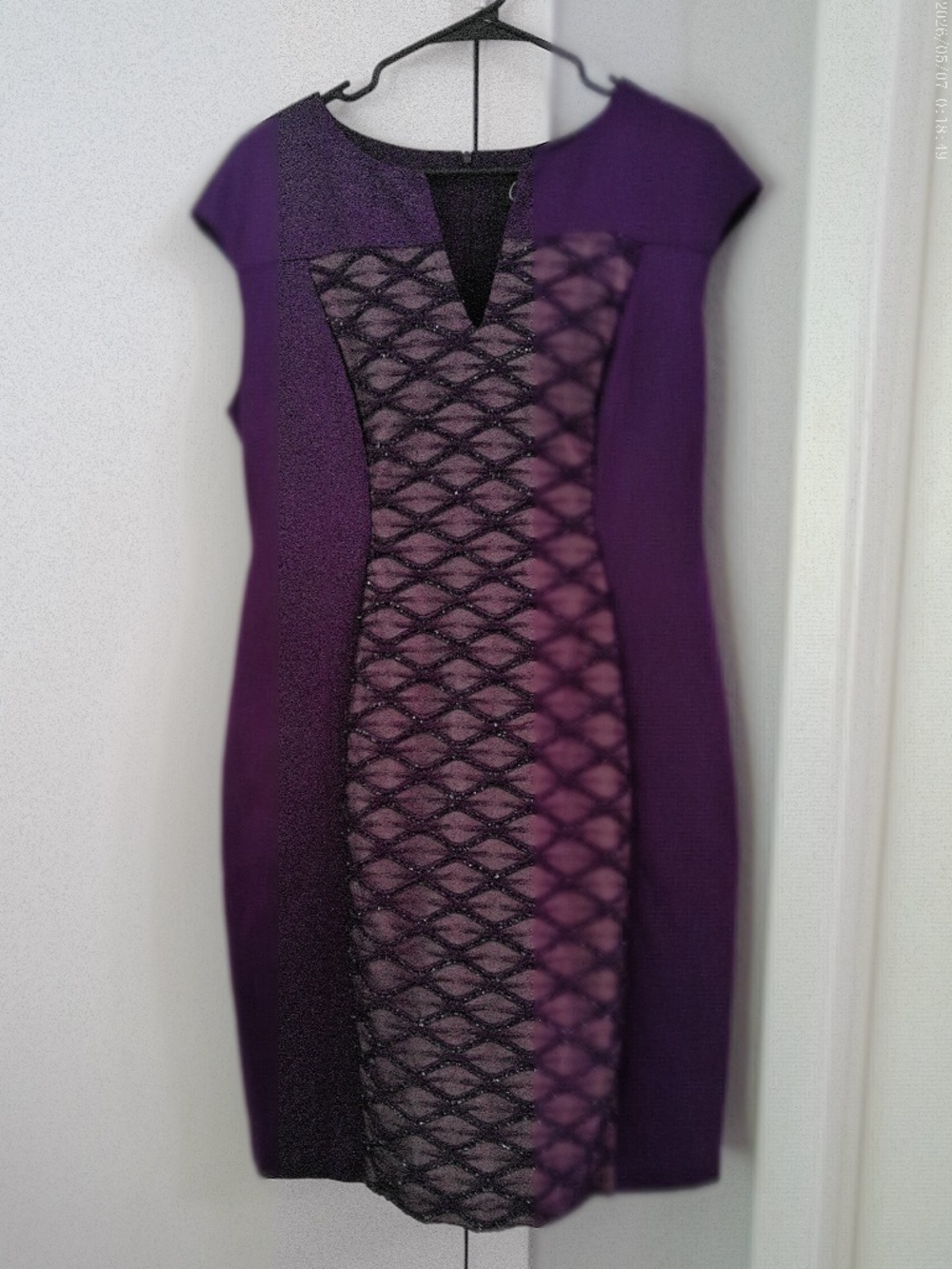 CONNECTED PLUM LACE MIDI DRESS POLYESTER BLEND SIZE 16